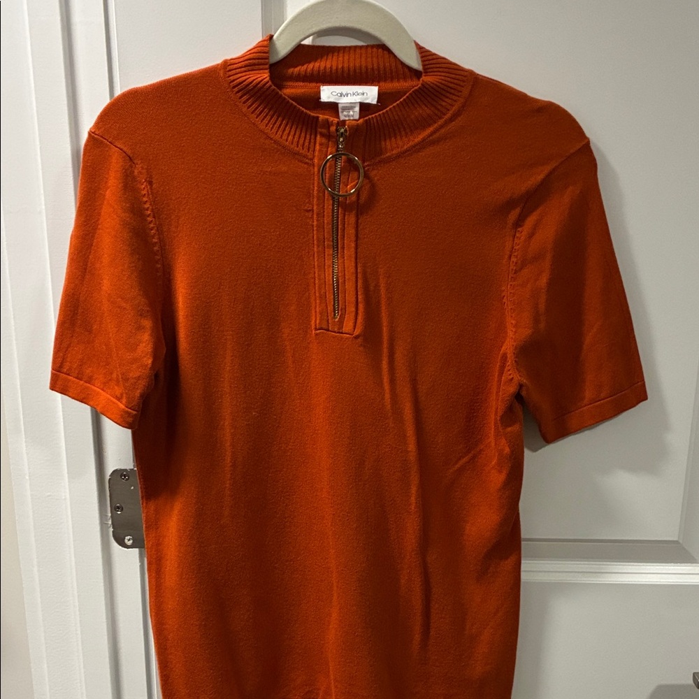 Calvin Klein Women's Rust Blouse with Zip Detail